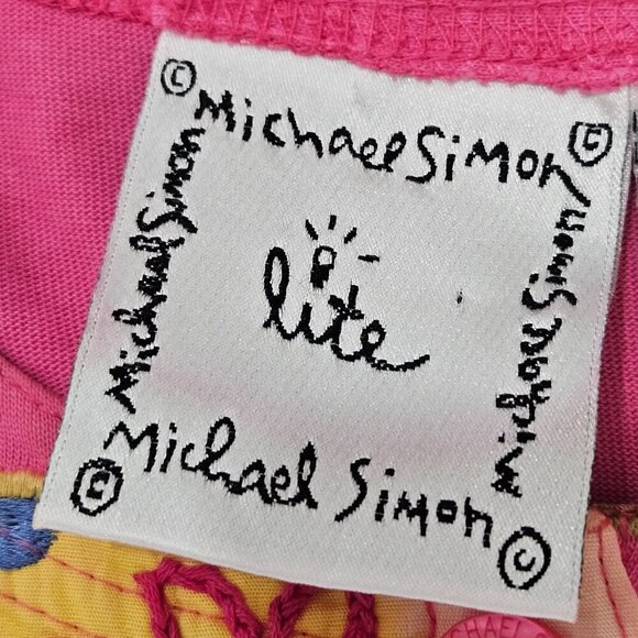 Michael Simon Embroidered Patchwork Cardigan Small Pink Flaws - Picture 7 of 13